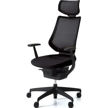 Kokuyo Japonská aktivní židle - Kokuyo ING GLIDER 360° - černá kostra s podhlavníkem, plast + textil