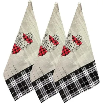 Utěrka utěrka 3ks 70x50cm-VÁNOČNÍ STROMKY, kuch.