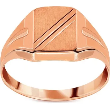 Prsten Pečetní prsten s matováním z růžového zlata IZ22421R + dárkové balení LUXUS zdarma