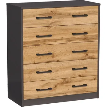 Komoda Komoda AGNES/HIT 5S grafit/dub wotan