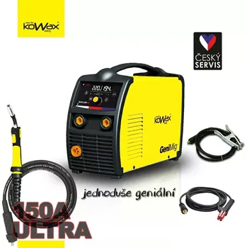 Svářečka KOWAX GeniMig 220LCD, Svářecí invertor MIG/MAG/MMA, hořák 4m ULTRA 150A, kabely 3m
