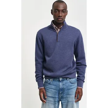 Pánská mikina MIKINA GANT SACKER RIB HALF ZIP DARK JEANSBLUE MELANGE