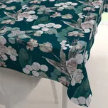 Teflonový obdélníkový ubrus TF-058 Květy s eukalyptem na tmavě zeleném 50x100 cm
