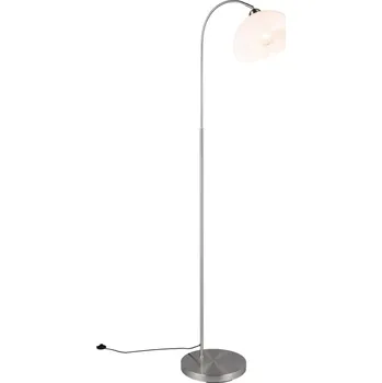 Stojací lampa Trio Leuchten R41871007 SIERRA - Stojací oblouková lampa v matném niklu, 1 x E27, 170cm-VÝPRODEJ, poslední kus! (Stojací lampa do obýváku v matném niklu s nášlapným vypínačem)