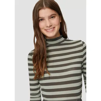 Dámské tričko Q/S s.Oliver dámské triko s proužky dlouhý rukáv zelené Velikost: L