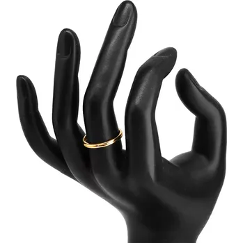 Prsten Diamantový prsten ze žlutého 14K zlata - tenká hladká ramena, čirý briliant - Velikost: 49