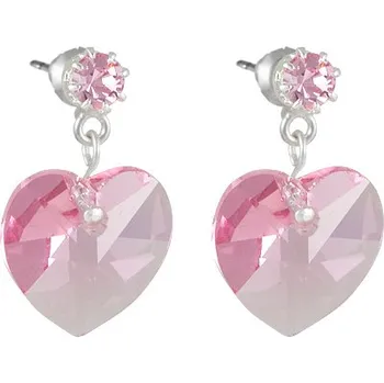 Náušnice Náušnice se Swarovski Elements, visací, tvar srdce, světle růžové, 14620214-light-rose