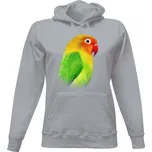 Dámská mikina s kapucí s potiskem Agapornis růžohrdlý dámské