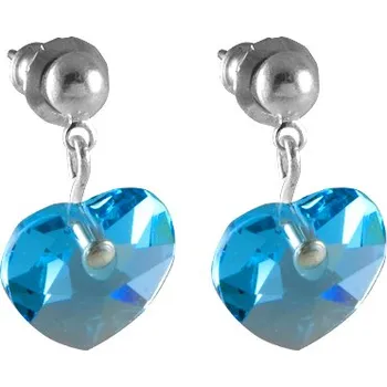 Náušnice Náušnice se Swarovski Elements, visací, tvar srdce, světle modrá, 793902aq