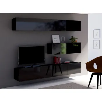 Obývací stěna GAB Obývací stěna LORONA 8, Černá 210 cm