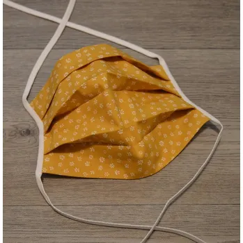 rouška Šatoli.cz Dvouvrstvá tvarovaná rouška - Hořčicová kytička