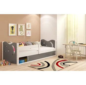 Postel ImportWorld Dětská postel Andrea 1 80x160 - 1 osoba - Bílá, Grafit