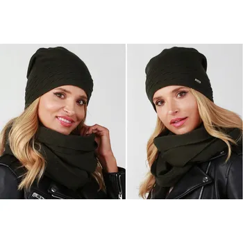 Čepice Fashionweek Dámský zimní set čepice + šála flísová podšívka ZIZI32/K1 Barva: Khaki, Velikost: Universal