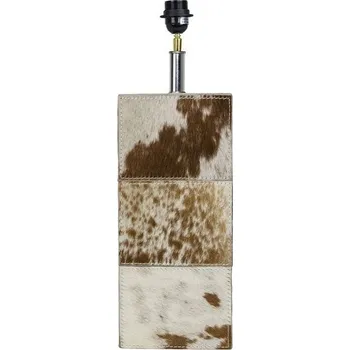 Stojací lampa Základna lampy hranatá z hovězí kůže hnědá / bílá - 13,5*13,5*45cm/E27