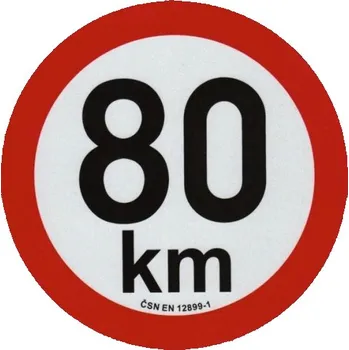 Samolepicí dekorace na vozidlo Samolepka konstrukční rychlosti 80 km, reflexní, průměr 20 cm, s normou ČSN EN 12899-1