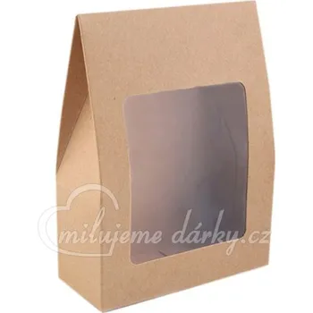 Dárková krabička Menší přírodní dárková krabička s průhledem 9,5x13x4cm