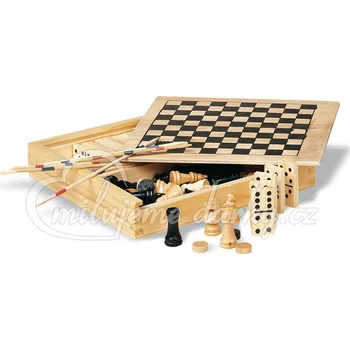Cestovní hra Společenské hry 4v1 v dřevěné krabičce