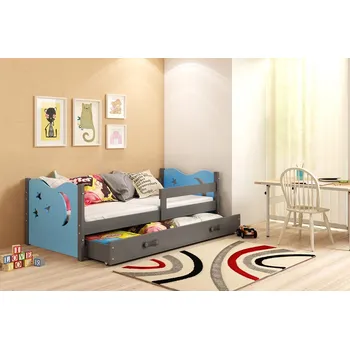 Postel ImportWorld Dětská postel Andrea 1 80x160 s úložným prosotrem - 1 osoba - Grafitová, Modrá