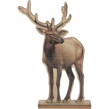 Vánoční dekorace Dekorace dřevěného soba na podstavci - 16*4*25 cm