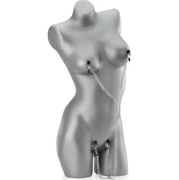 KOVOVÝ ŘETÍZEK SE SPONAMI,SVORKAMI NA BRADAVKY A STYDKÉ PYSKY - 795