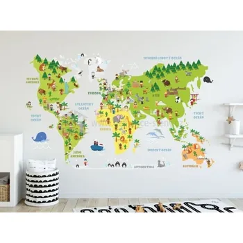 Samolepící dekorace Nálepky na zeď - Mapa světa