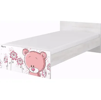 Dětsný nábytek Dětská postel Max Růžový Medvídek 160x80 cm - ŠEDÁ - 2x krátká zábrana bez šuplíku