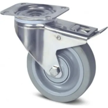 Dvoukolový ruční vozík Nerezové gumové kolo UFX 160, otočné s brzdou, plotýnka