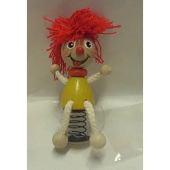 Dřevěná hračka Kluk dřevěný na pružině s vyplazeným jazykem pérák dřevěný