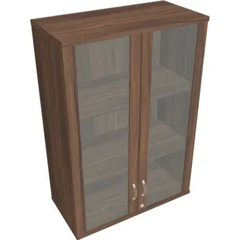 Kancelářský vozík HOBIS kancelářská policová skříň horní - SZ 3 80 04 H, zámek Huwill, ořech + doprava zdarma