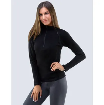 Dámské tričko Dámský rolák se zipem s dlouhým rukávem Merino 88015P černý vel.XL - Gina
