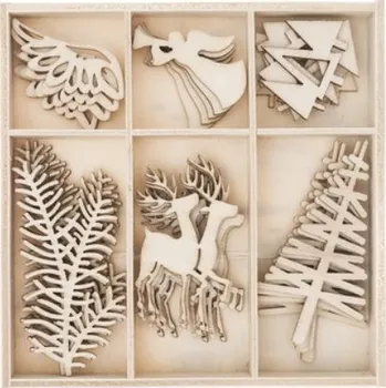 kreativní sada DP Craft Dřevěné tvary-dekorace výřezy vánoční SADA 30 ks