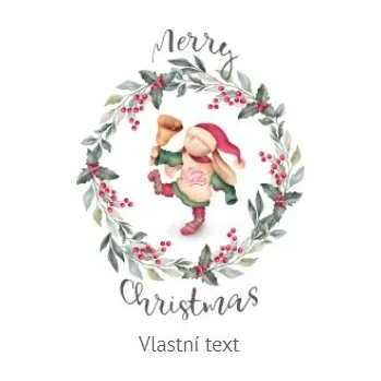 Přáníčko s potiskem Merry Christmas zajko