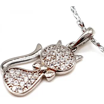 Přívěsek Kočka ozdobená zirkony