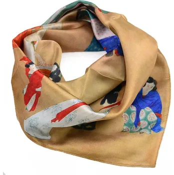 Šátek Šátek hebký - hnědo-modrý s potiskem