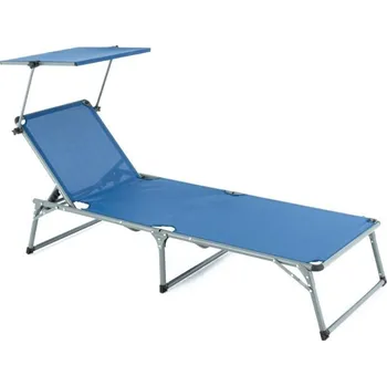 Zahradní lehátko Venkovní lehátko na zahradu / terasu s clonou proti slunci, modré