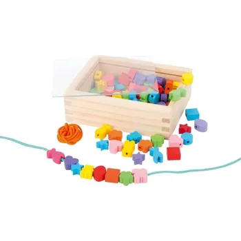 Dřevěná hračka Dřevěné navlékací korálky tvary v krabičce
