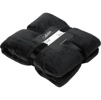 Přehoz na lůžko Černý plyšový pléd Olaf black - 150*200 cm