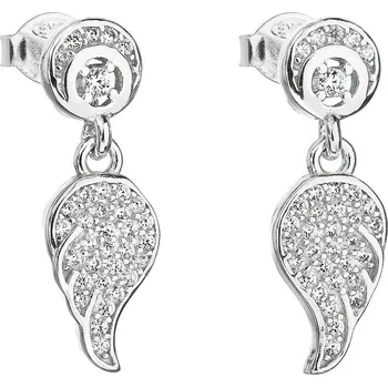 Náušnice Stříbrné náušnice visací se zirkonem bílé křídlo 11061.1