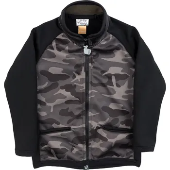 Chlapecké oblečení černo-zelená maskáčová bunda se stojáčkem