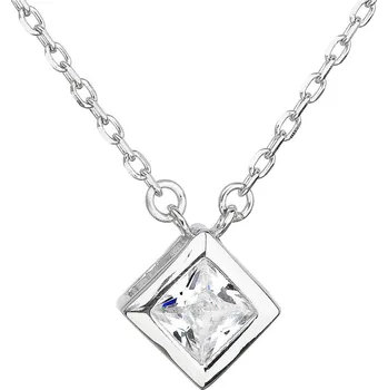 Náhrdelník Stříbrný náhrdelník se zirkonem bílý kosočtverec 12031.1