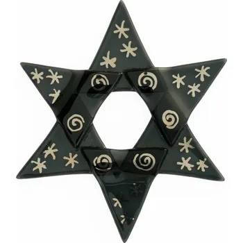 Vánoční ozdoba Vánoční skleněná ozdoba hvězda černá - stříbrná perokresba