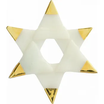 Vánoční ozdoba Vánoční skleněná ozdoba hvězda bílá - zlaté hroty