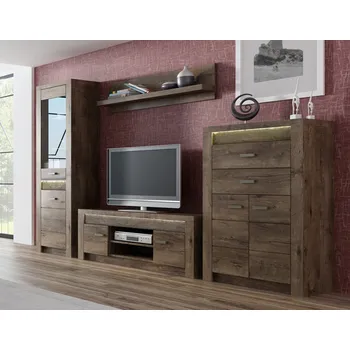 Obývací stěna Sestava INDIANAPOLIS tm. jasan (4+6+9+11)