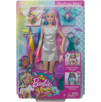 Panenka Mattel Barbie fantasy panenka do vlasů (blond), vzhled mořské panny a jednorožce