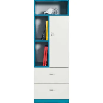 Knihovna Regál Mobi 45cm Bílá/Tyrkysová