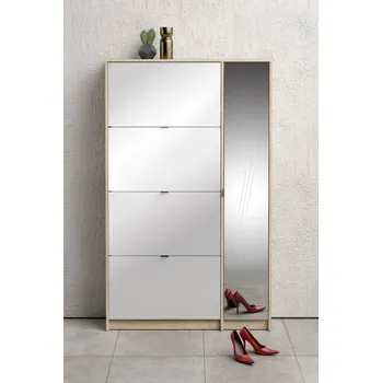 Botník Falco Botník Flap 009 4KL1D dub sonoma/bílý lesk/zrcadlo