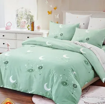 Povlečení Numberoplus Povlečení bavlněné na dvě lůžka Měsíc - Tyrkysové