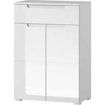 Komoda Skříň Selene 70 cm, bílá mat / bílá lesk