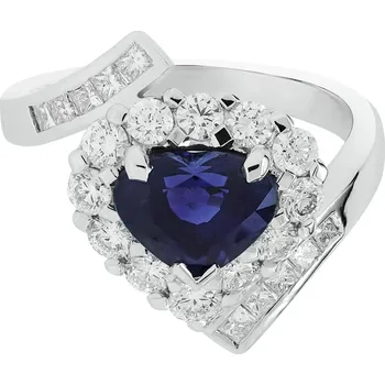 Prsten Prsten z bílého zlata se safírem a diamanty AMK021558