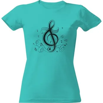 Dámské tričko Tričko s potiskem Houslový klíč černý dámské